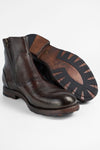 ASTON EDGE cigar-brown laceless ankle boots.