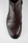 ASTON EDGE cigar-brown laceless ankle boots.