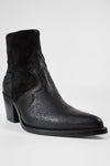 AUSTIN black textured texan boots.