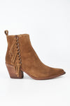 AUSTIN sunset-tan suede fringe texan boots.