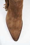 AUSTIN sunset-tan suede fringe texan boots.