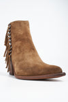 AUSTIN sunset-tan suede fringe texan boots.