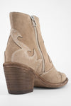 AUSTIN almond-beige suede embellished texan boots.