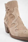 AUSTIN almond-beige suede embellished texan boots.