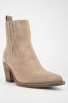 AUSTIN almond-beige suede hidden chelsea texan boots.