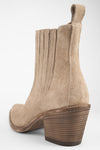 AUSTIN almond-beige suede hidden chelsea texan boots.