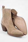 AUSTIN almond-beige suede hidden chelsea texan boots.