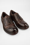 BOLTON dark-brown layered derby shoes.