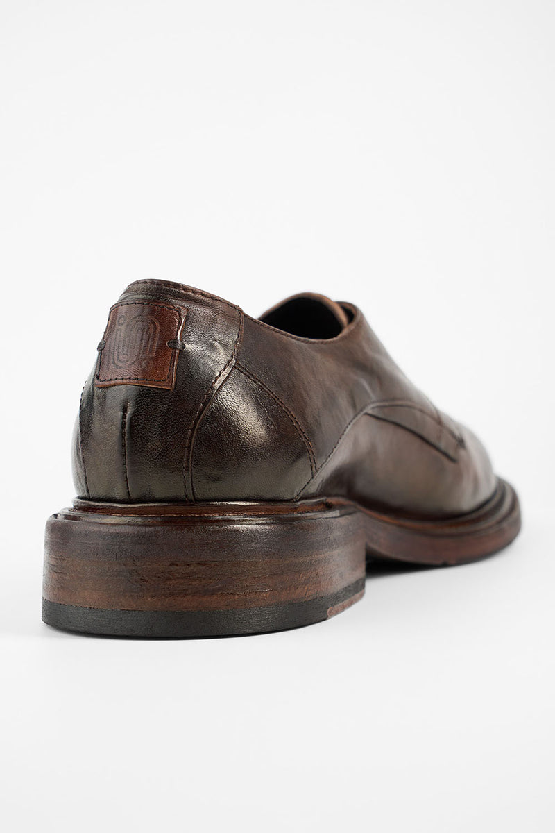 BOLTON dark-brown layered derby shoes.