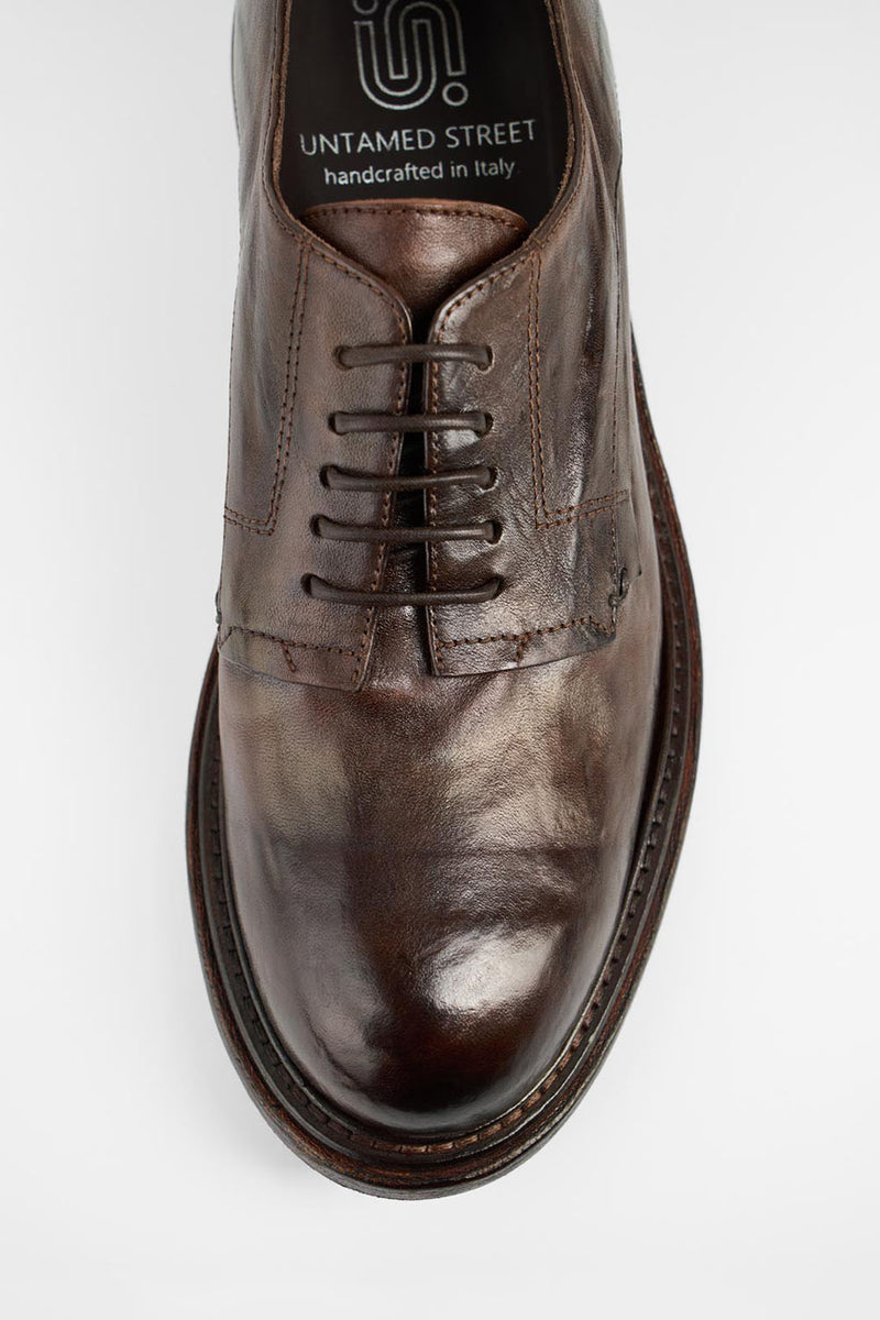 BOLTON dark-brown layered derby shoes.