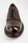 BOLTON dark-brown layered derby shoes.