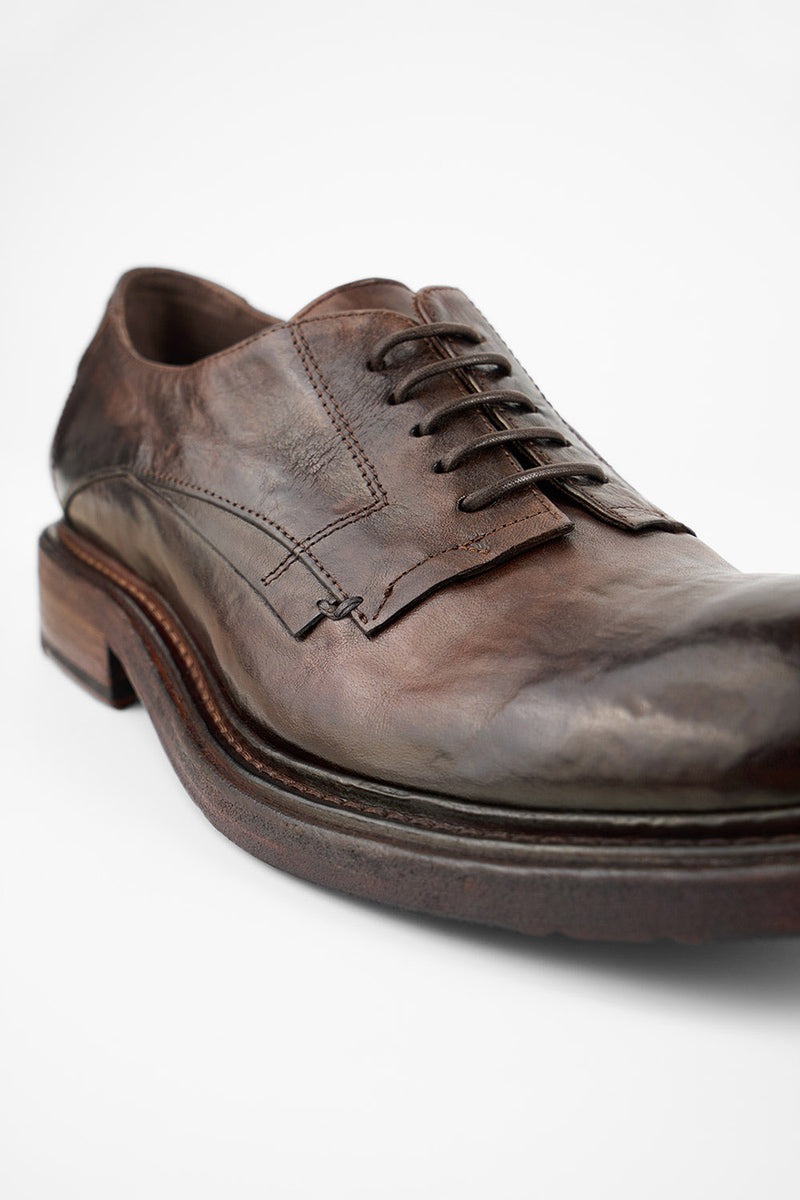 BOLTON dark-brown layered derby shoes.