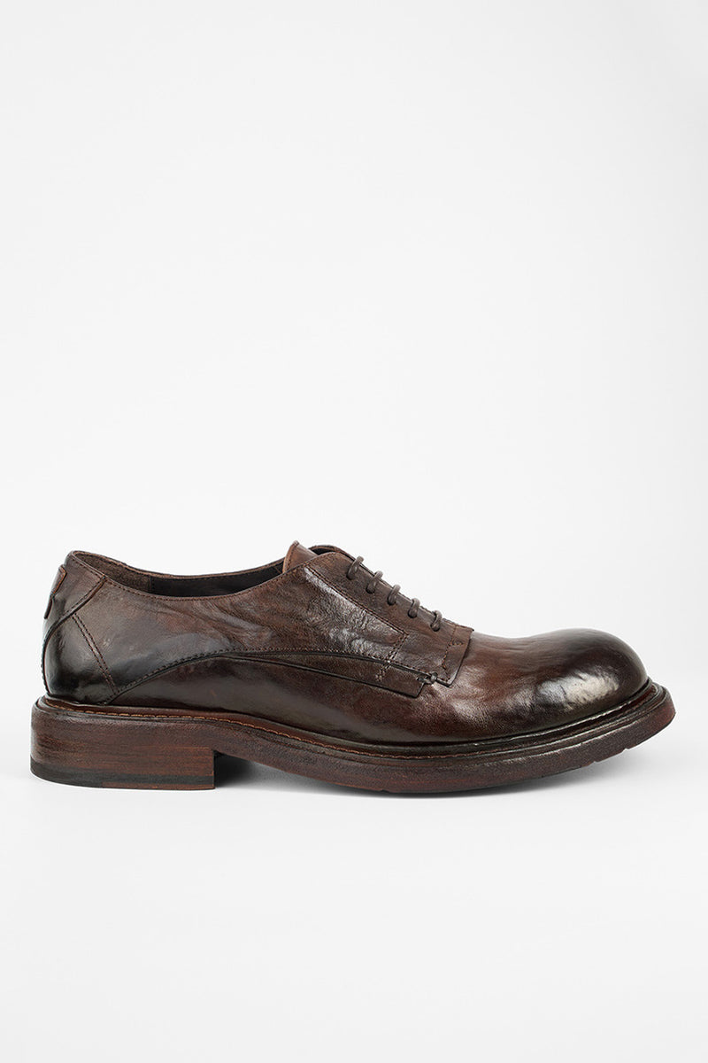 BOLTON dark-brown layered derby shoes.