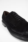 BOLTON ink-black suede layered derby shoes.