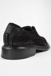 BOLTON ink-black suede layered derby shoes.