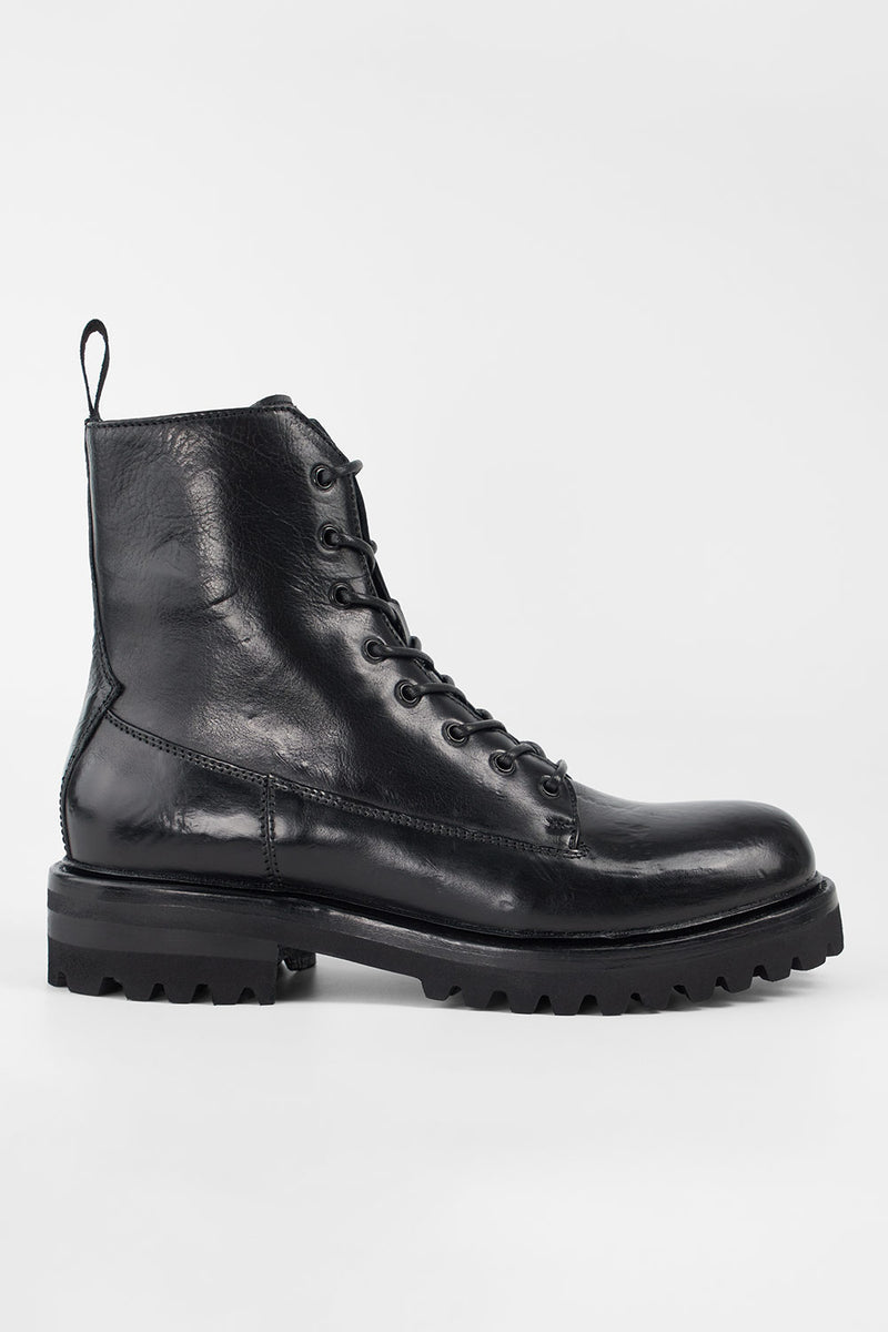 CAMDEN jet-black lace up boots.