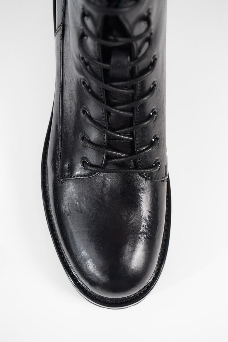 CAMDEN jet-black lace up boots.