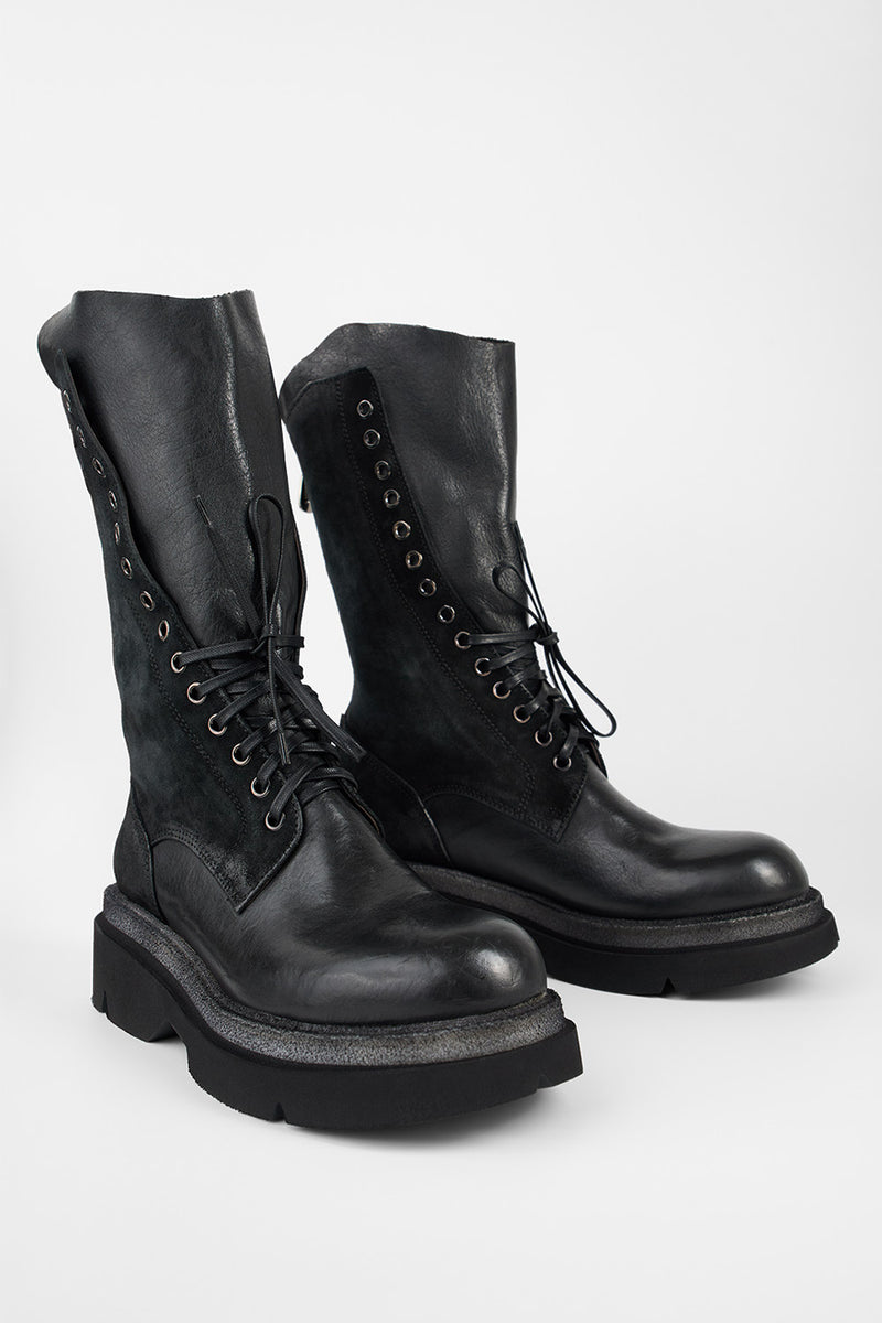 CROFT urban-black suede lightweight lace up boots.