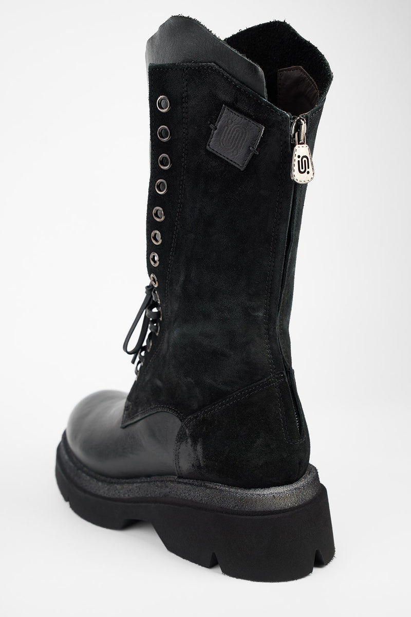 CROFT urban-black suede lightweight lace up boots.