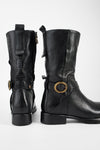 IVES urban-black tall buckle boots.