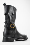 IVES urban-black tall buckle boots.