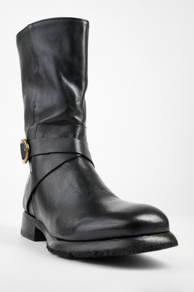 IVES urban-black tall buckle boots.