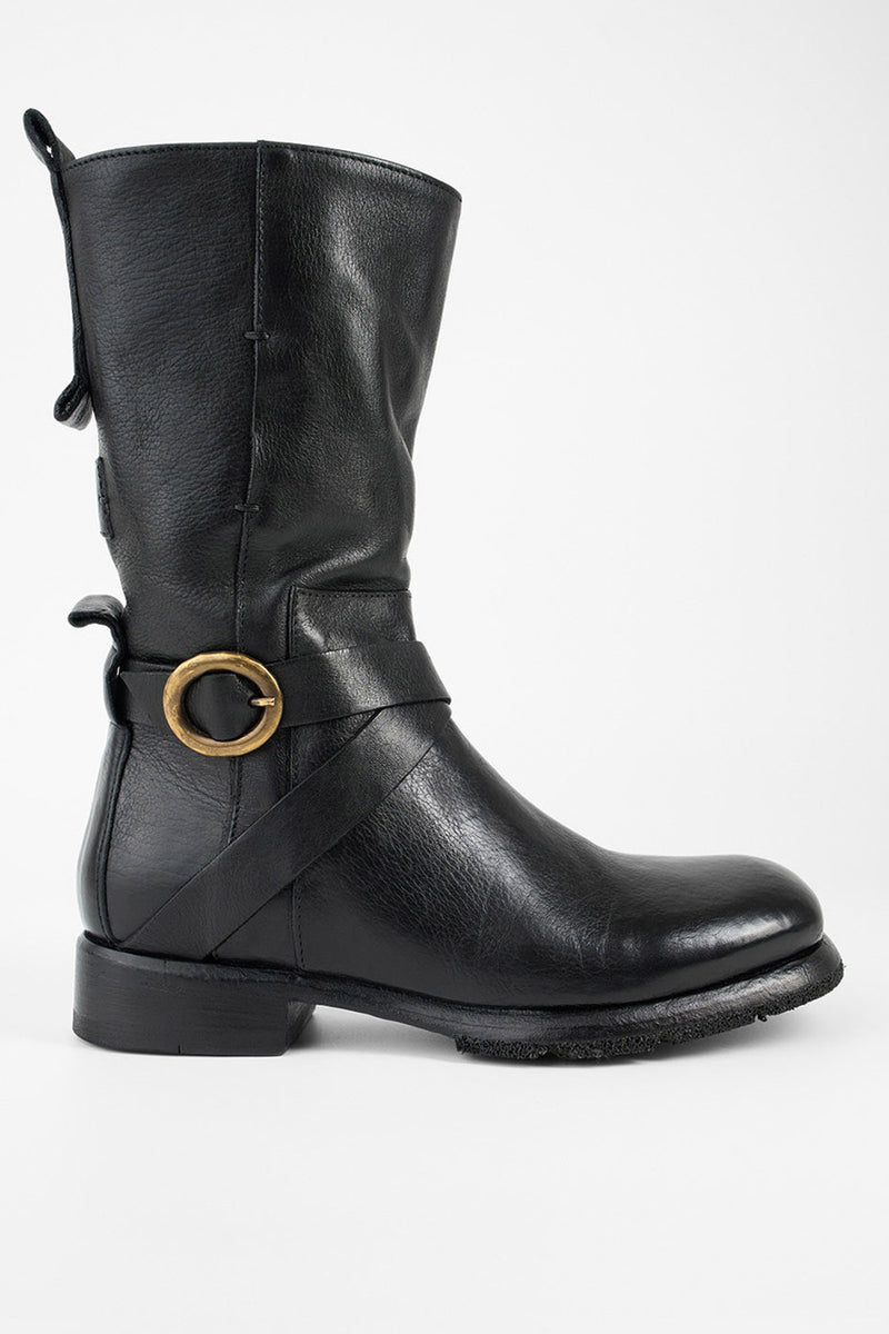 IVES urban-black tall buckle boots.