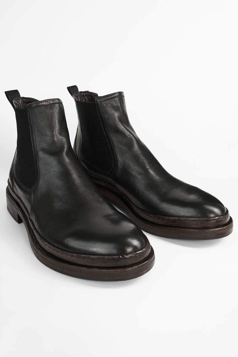 LAMBETH jet-black welted chelsea boots.