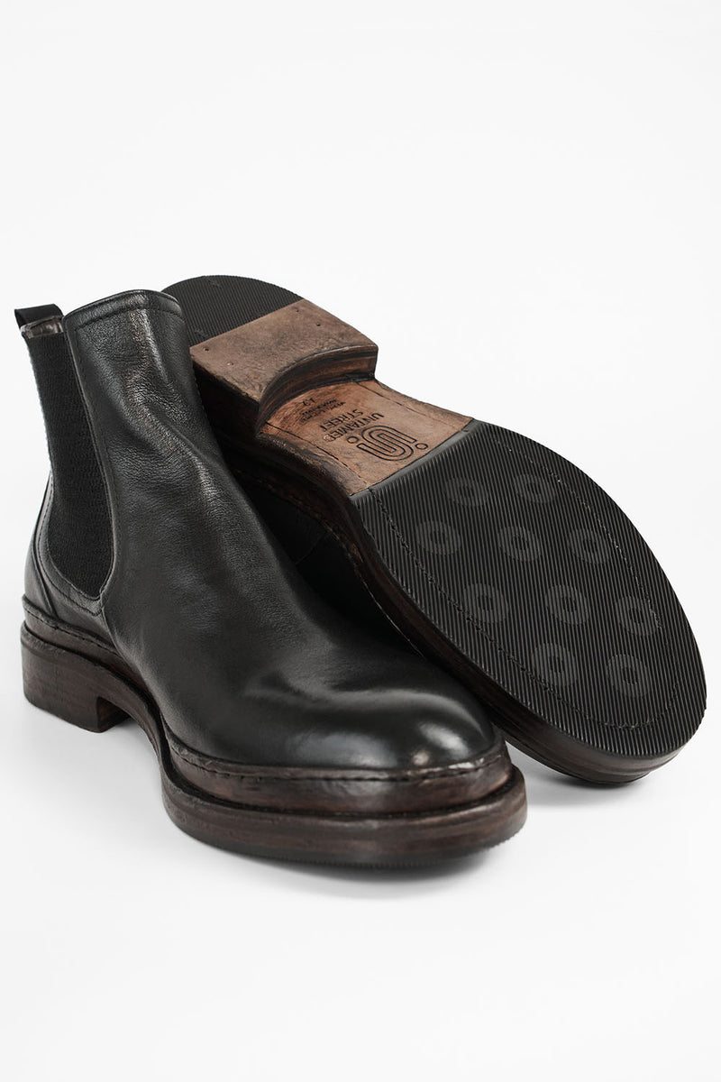 LAMBETH jet-black welted chelsea boots.