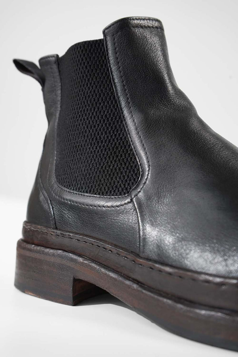 LAMBETH jet-black welted chelsea boots.