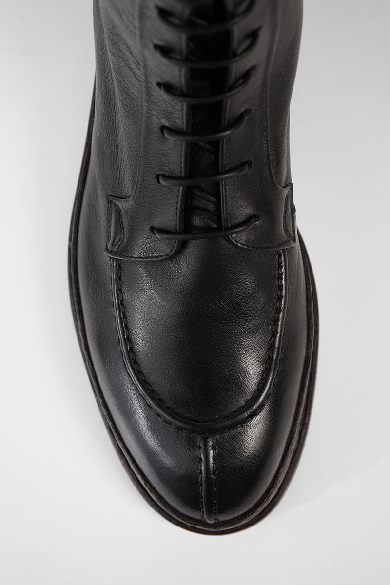 LAMBETH jet-black welted lace up boots.