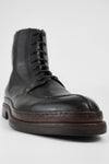 LAMBETH jet-black welted lace up boots.