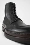 LAMBETH jet-black welted lace up boots.