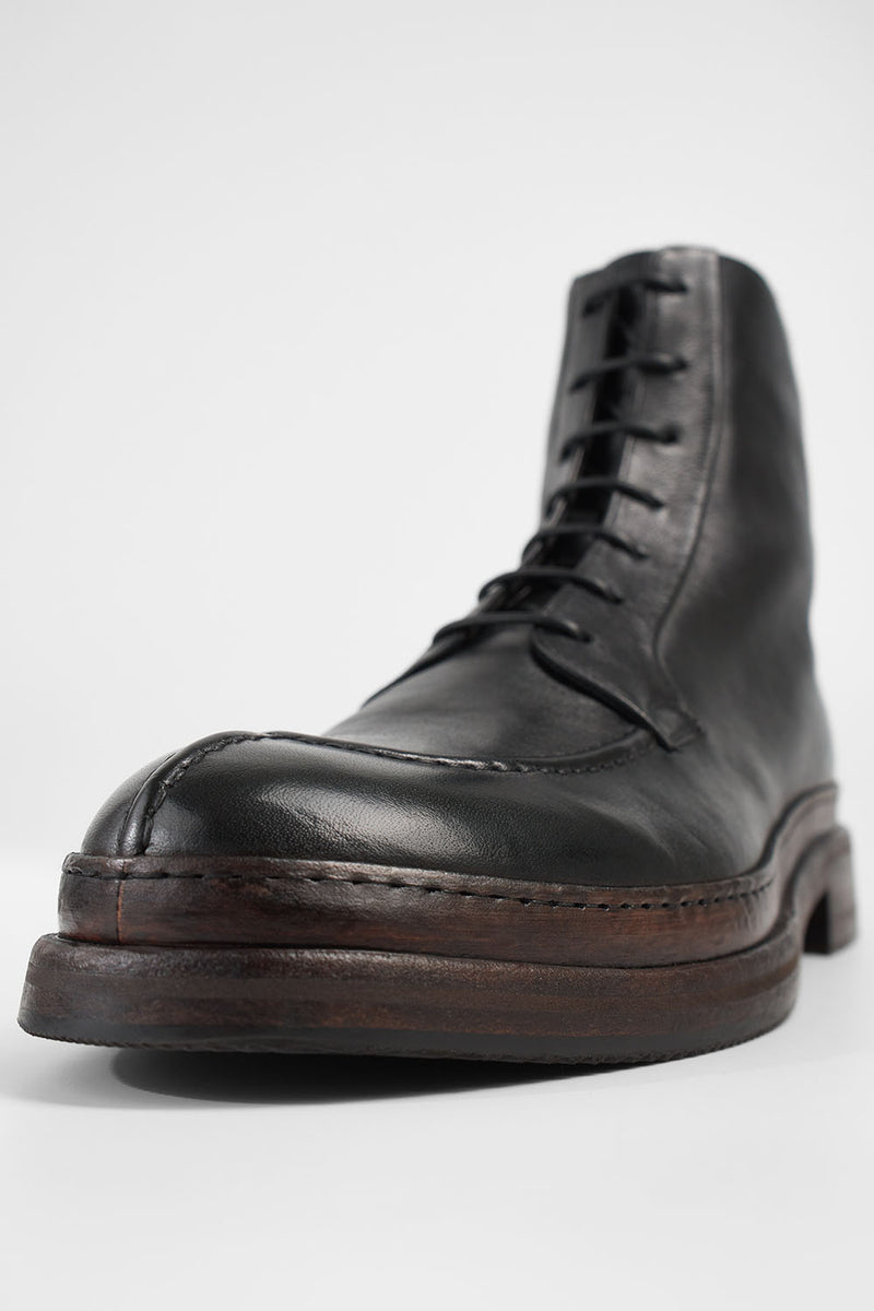 LAMBETH jet-black welted lace up boots.