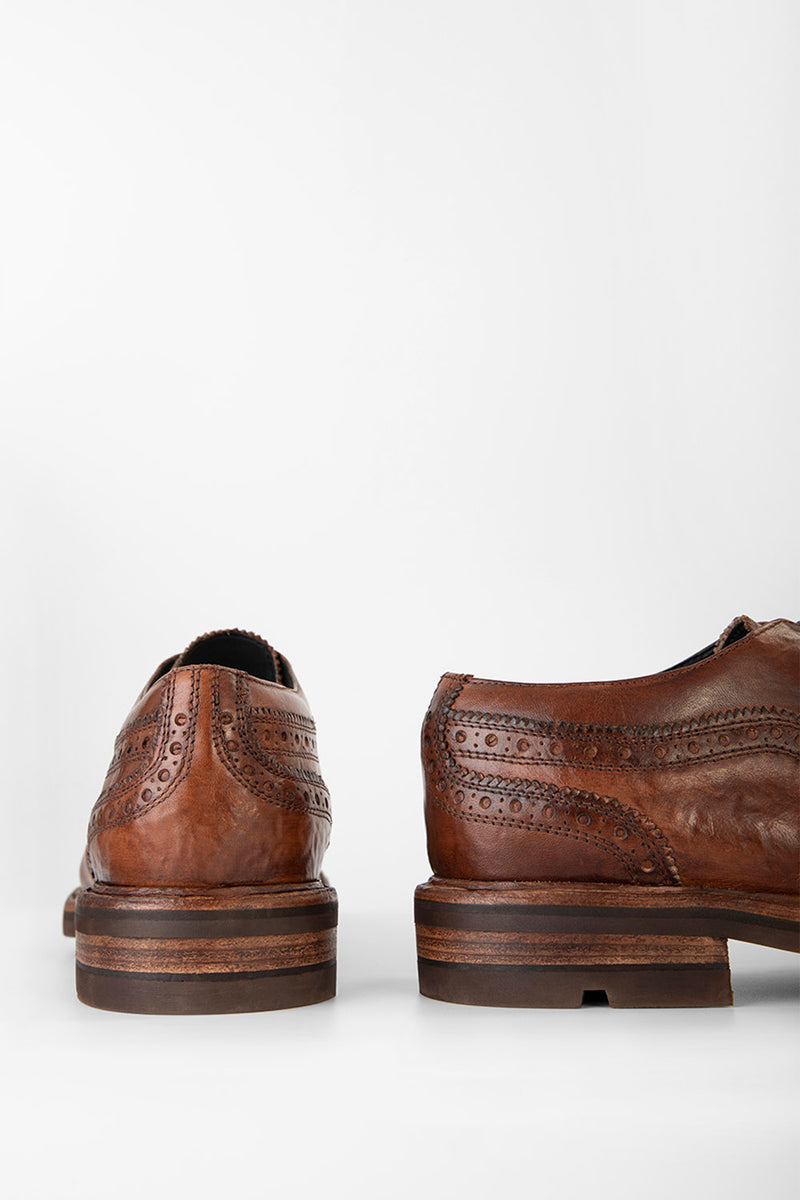 LENNOX cognac brogue oxford shoes.