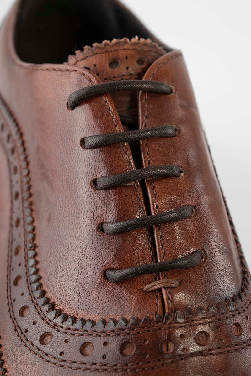 LENNOX cognac brogue oxford shoes.