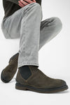 BROMPTON dark-moss suede chelsea boots.