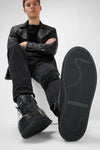 COLE rugged-black double-zip welted high sneakers.