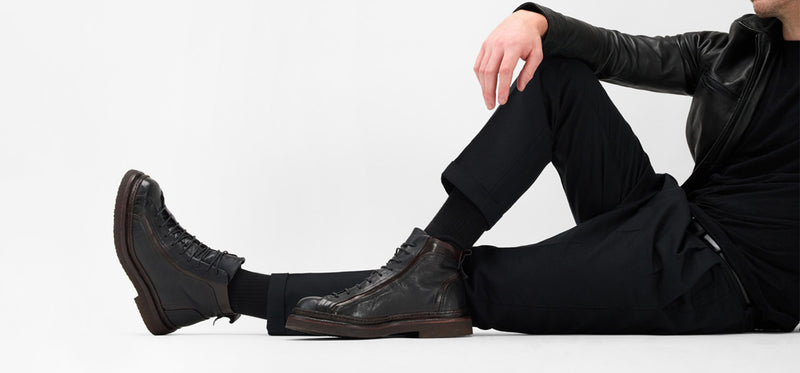 HOVE jet-black welted lace up boots.