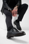 LAMBETH jet-black welted derby shoes.