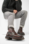 LENNOX dark-cocoa brogue ankle boots.