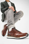 OWEN cocoa-brown triple stitched patina runners.