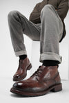 ROWLEY raw-chestnut folded chukka boots.