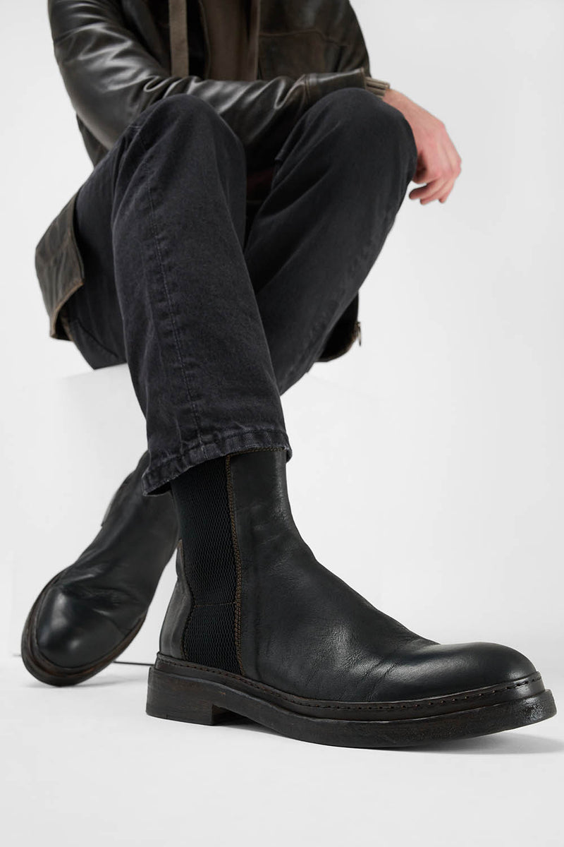 YALE matte-black welted chelsea boots.