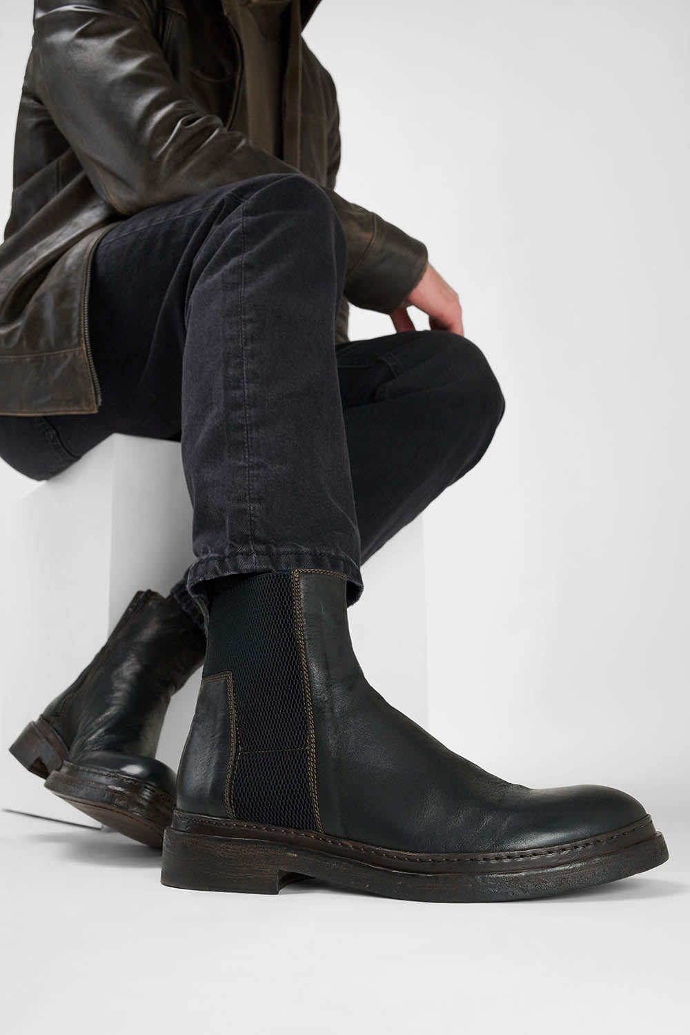 YALE matte-black welted chelsea boots.