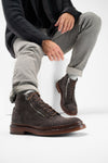 YORK lava-grey suede welted chukka boots.