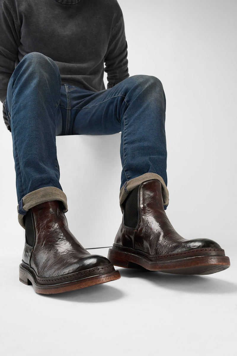 YORK rich-cocoa welted chelsea boots.