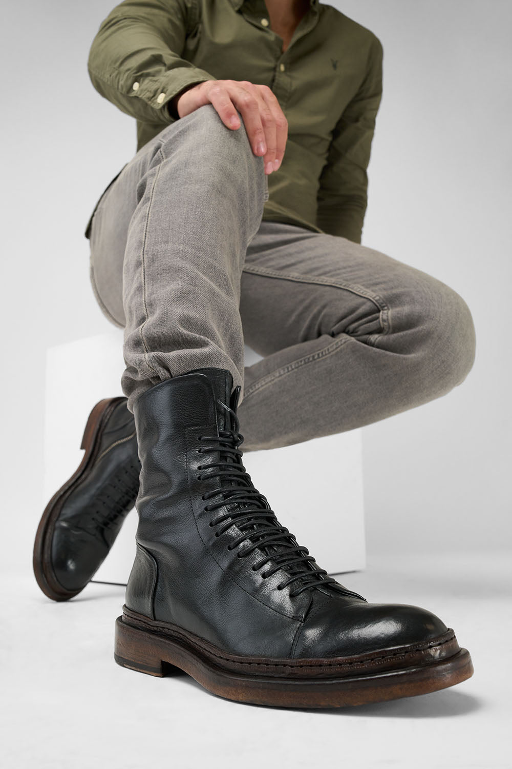 YORK urban-black welted military boots.