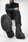 CAMDEN lava-grey suede combat boots.