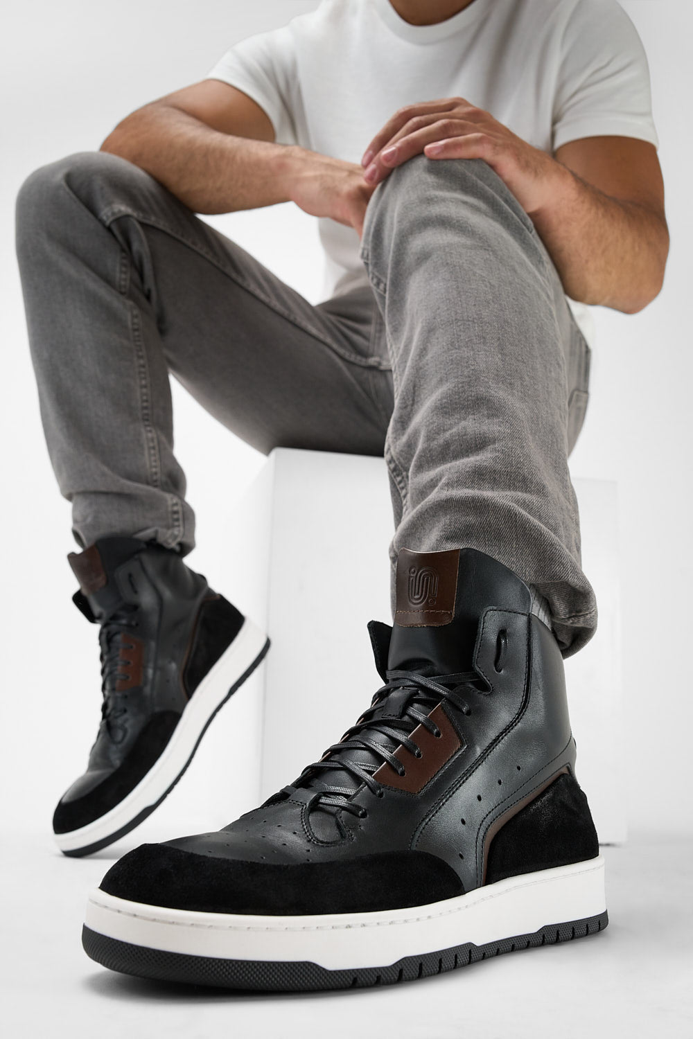 MADDOX urban-black patina high sneakers.